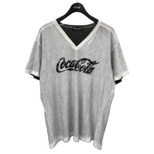 ドルチェアンドガッバーナ×コカコーラ DOLCE＆GABBANA×Coca Cola インサイドアウト VネックTシャツ G8T85G グレー サイズ｜kindal