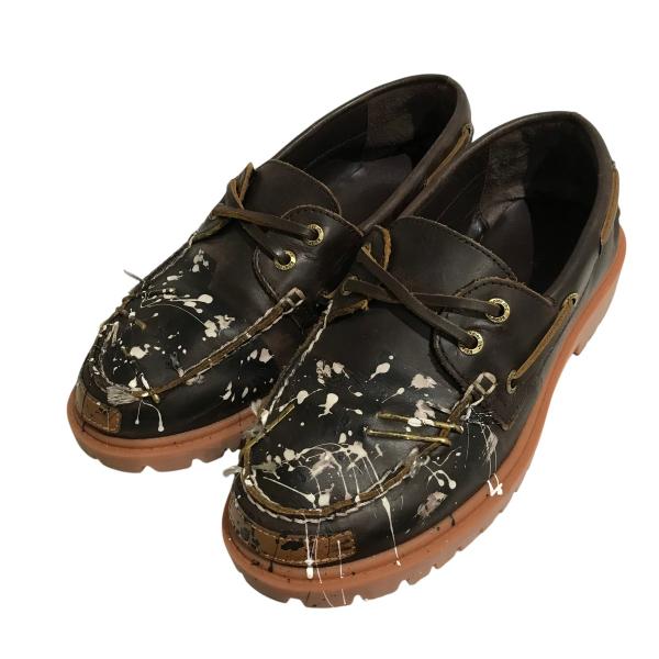 【値下げ】KOLOR ペンキ加工デッキシューズ 24WCL-A02502 ブラウン サイズ：23.5...