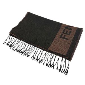 フェンディ FENDI ウールフリンジストール ブラウン