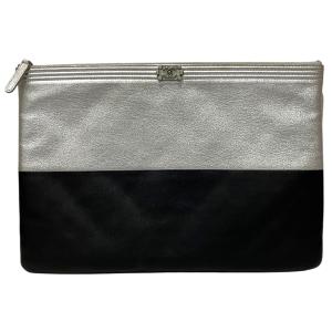 シャネル CHANEL ボーイシャネルクラッチバッグ ブラック×シルバー