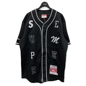 SUPREME×Mitchell＆Ness 21AW「Patchwork Baseball Jersey」べースボールシャツ ブラック サイズ：M (｜kindal