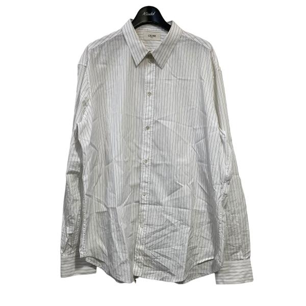 セリーヌ CELINE ストライプクラシックシャツ ホワイト サイズ：43