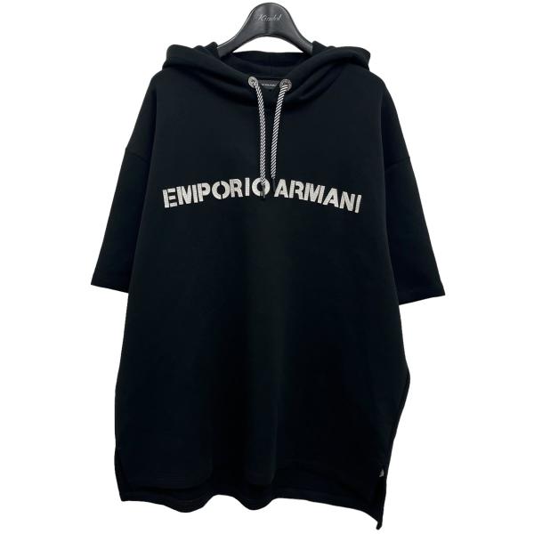 エンポリオアルマーニ EMPORIO ARMANI フーデッドロゴハーフスウェット ブラック サイズ...