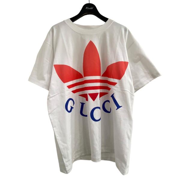 グッチ×アディダス GUCCI×adidas ロゴTシャツ ホワイト×オレンジ サイズ：XS