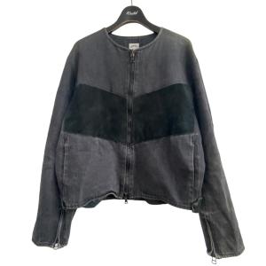 サンシー SUNSEA 「VINTAGE COTTON SUEDE JACKET」スウェード切替デニムジャケット ブラック サイズ：3｜kindal