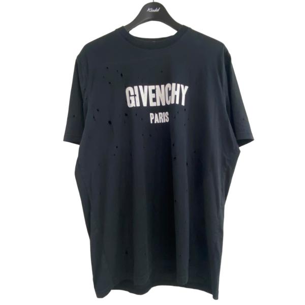 ジバンシィ GIVENCHY ダメージ加工ロゴプリントTシャツ ブラック サイズ：S