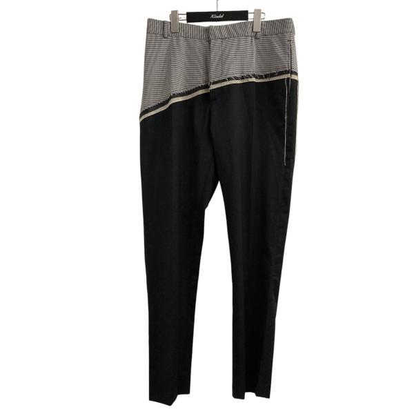 【値下げ】CMMN SWDN デザインスラックスパンツ ブラック×ホワイト サイズ：52 (EC)