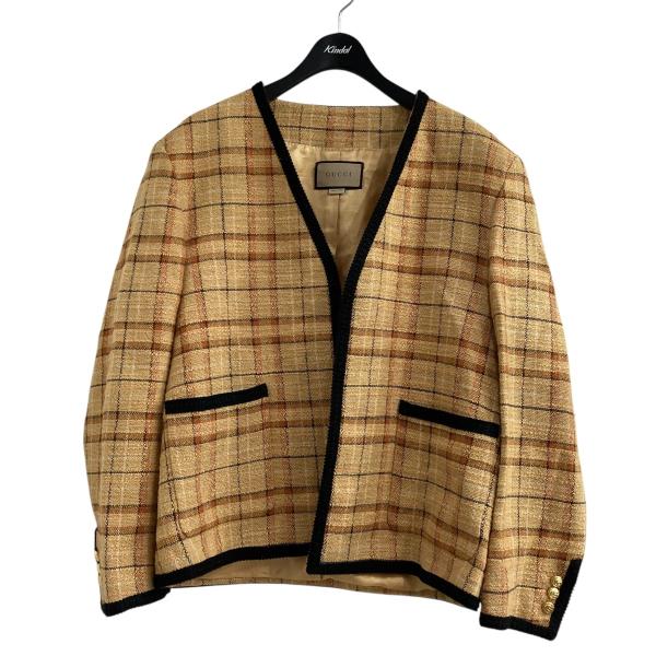 【値下げ】GUCCI ツイードジャケット 741090 ベージュ サイズ：50 (EC)