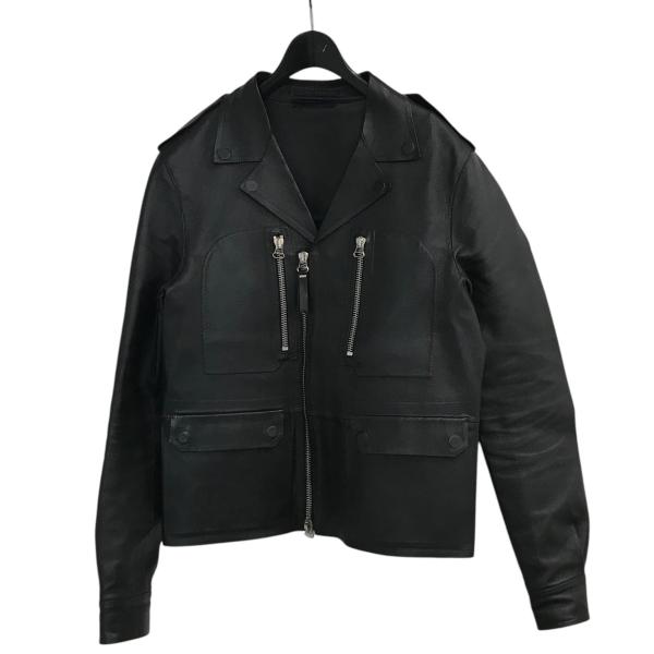 【値下げ】LANVIN ジップアップレザージャケット M15BL176 7BV017 ブラック サイ...