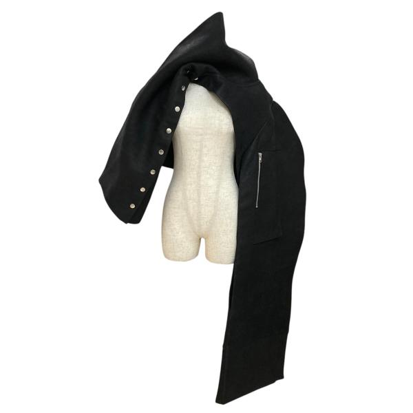 【値下げ】RICK OWENS アシンメトリーレザージャケット ブラック サイズ：50 (EC)