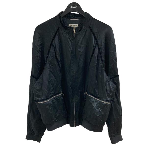 サンローランパリ Saint Laurent Paris 80sサテンテディジャケット ブラック サ...