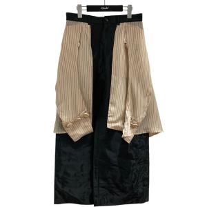 【値下げ】MASU マリアージュワイドトラウザーズ パンツ ブラック×ベージュ サイズ：46 (EC)