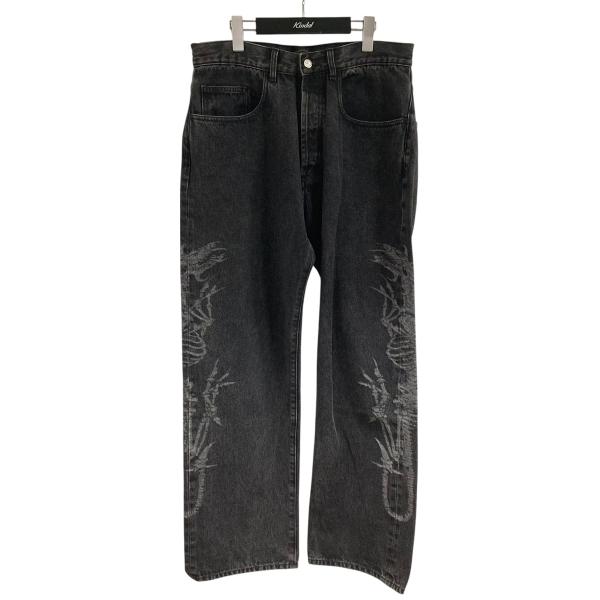 【値下げ】ARIES ドラゴンプリントデニムパンツ グレー サイズ：31 (EC)