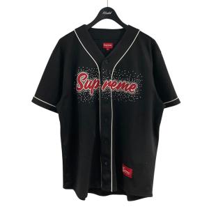 シュプリーム Supreme ラインストーンベースボール半袖シャツ ブラック サイズ：L