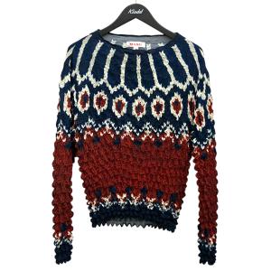 エムエーエスユー MASU 【POPCORN NORDIC SWEATER】 ポップコーンノルディックセーター MVFW-CS0122 ブルー×レッド
