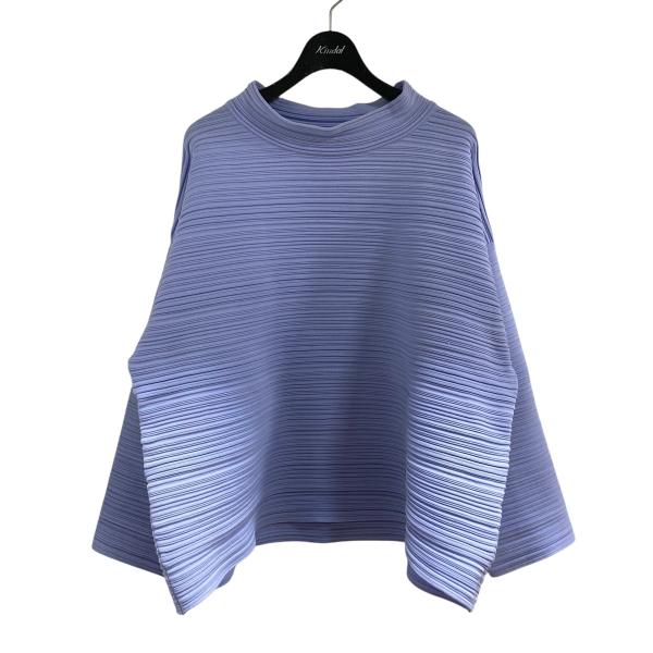 プリーツプリーズ PLEATS PLEASE プリーツニットハイネックプルオーバー ブルーラベンダー...