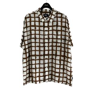 ステューシー×ノーマティーディー stussy×NOMA t．d． チェック半袖シャツ ブラウン×ホワイト サイズ：L