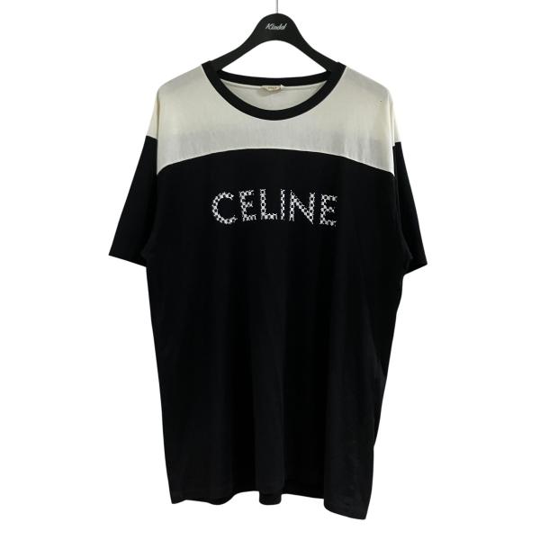 セリーヌ CELINE フラッグロゴプリントTシャツ ブラック×ホワイト サイズ：XXL