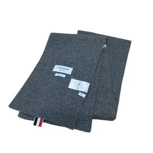 トム・ブラウン Thom Browne トリコロールカシミヤマフラー グレー サイズ：ONE