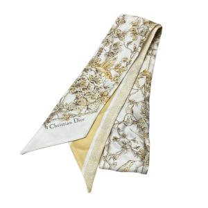 クリスチャンディオール Christian Dior シルクスカーフ イエロー×アイボリー サイズ：-