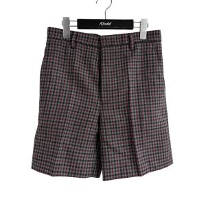 ミュウミュウ MIU MIU チェックショートパンツ ショーツ バーガンディー サイズ：38