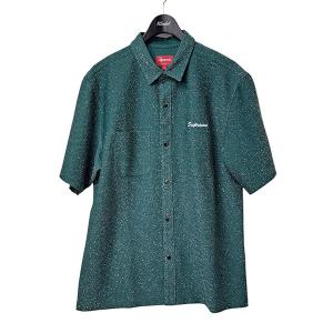 シュプリーム SUPREME 22AW Lurex S／S Shirt ルレックス半袖シャツ　金属繊維ラメニットシャツ グリーン×シルバー サイズ：L｜kindal