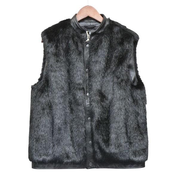 【値下げ】TUITACI 2022AW　STAND COLLAR RIDERS FUR VEST ス...