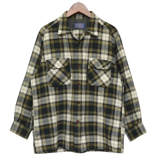 ペンドルトン PENDLETON 1950年代　Vintage　ウールチェックシャツ　オープンカラー...