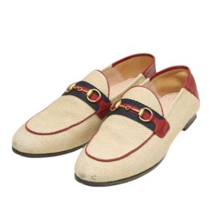 グッチ GUCCI 2019AW ホースビットローファー ブーツ 583363 ベージュ×レッド サイズ：37