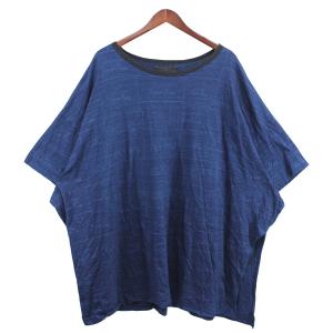 ヨウジヤマモト YOHJI YAMAMOTO 17AW Super Blue オーバーサイズ ロゴ 総柄 インディゴ染め Tシャツ インディゴ サイズ｜kindal