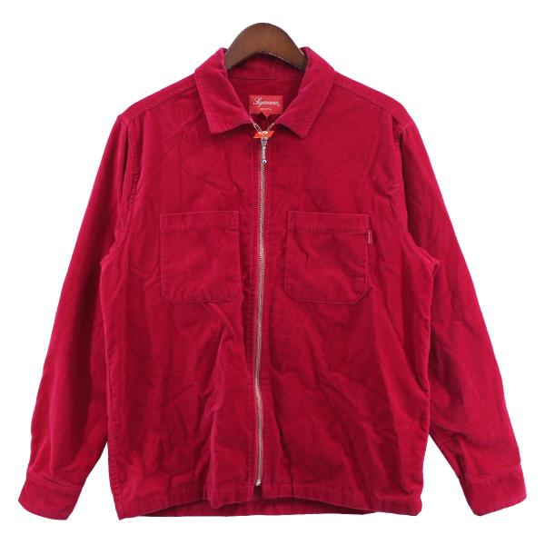 【値下げ】SUPREME 18SS Velvet Zip Up Shirt ベルベット ジップアップ...