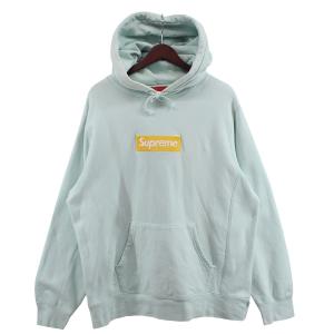 シュプリーム SUPREME 17AW Box Logo Hooded Sweatshirt ボックスロゴパーカー アイスブルー×イエロー サイズ：X｜kindal