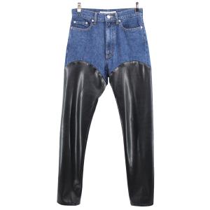 ジョンローレンスサリバン JOHN LAWRENCE SULLIVAN WOMEN DENIM＆FAKE LEATHER BI-COLOR PANTS｜kindal