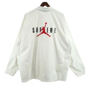 【値下げ】Supreme×JORDAN 15AW Jordan Coaches Jacket ロゴ ジョーダン コーチジャケット ホワイト サイズ：X