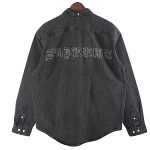 【値下げ】Supreme 25AW Applique Denim Shirt バックロゴ アップリケ デニムシャツ ブラック サイズ：M (吉祥寺店)