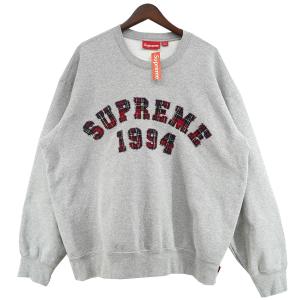 シュプリーム Supreme 26SS Plaid Arc Crewneck Heather Grey プレイド チェック アーチ ロゴ クルーネック
