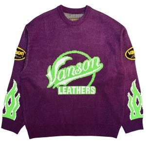 シュプリーム Supreme 22SS／ Vanson Leathers Sweater ／バンソンレザーズ セーター パープル サイズ：XL