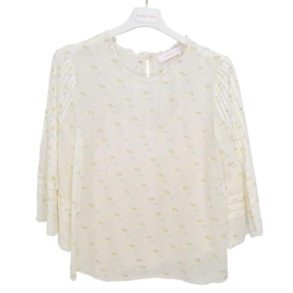 SEE BY CHLOE Embroidered Sift blouse フレアスリーブ 刺繍ブラウ...