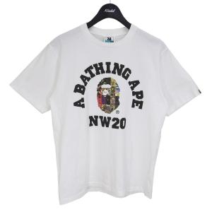 アベイシングエイプ A BATHING APE NW20 カレッジロゴTEE プリントTシャツ ホワイト サイズ：M