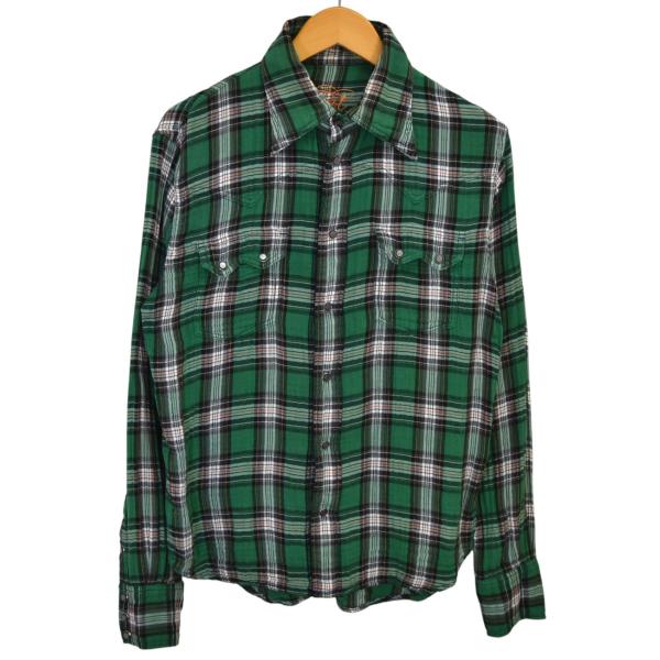 ティーエムティー TMT ダブルガーゼチェックウエスタンシャツ グリーン サイズ：M