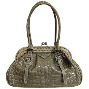プラダ PRADA クロコダイル がま口ハンドバ...の商品画像