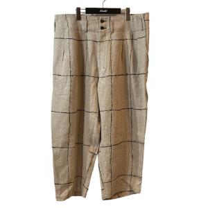 アンセルム ANCELLM DRAWING CHECK LINEN WIDE PANTS ワイドパン...