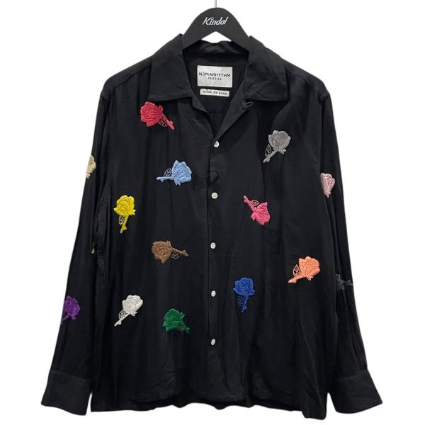 ノーマリズム テキスタイル NOMARHYTHM TEXTILE バラ刺繍シャツオープンカラー Ro...