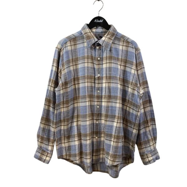 イシューシングス ISSUETHINGS チェックシャツ ライトブルー×ブラウン サイズ：2