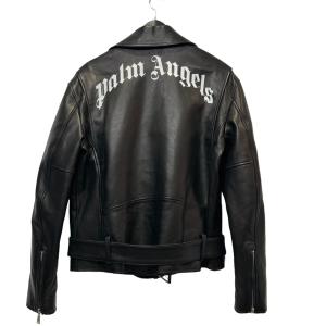 【値下げ】Palm Angels 「Logo-print biker jacket」バックロゴプリントライダースジャケット ブラック サイズ：S (EC)｜kindal