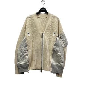 サカイ sacai 「CONTRAST-PANELLED CARDIGAN」ニットドッキングボンバーブルゾン ホワイト サイズ：3｜kindal