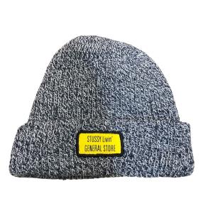 【値下げ】stussy ローゲージニットキャップ ビーニー グレー×ホワイト サイズ：FREE (自由が丘店)