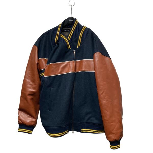 【値下げ】Y． PROJECT 変形スタジャン DOUBLE STRIPE BOMBER ネイビー×...