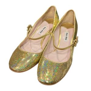 MIU MIU スパンコールパンプス ゴールド サイズ：36 1/2 (EC)
