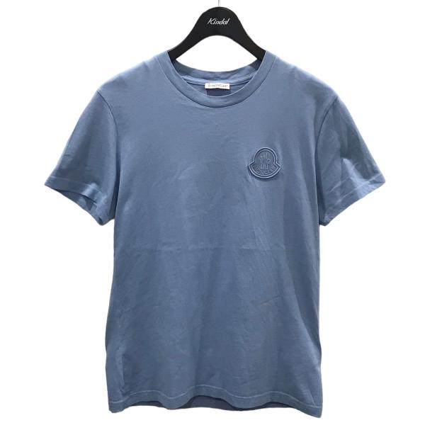 【値下げ】MONCLER ロゴワッペンTシャツ T-SHIRT GIROCOLLO ライトブルー サ...
